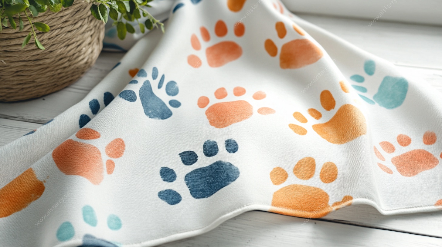 多彩动物爪印装饰毛毯