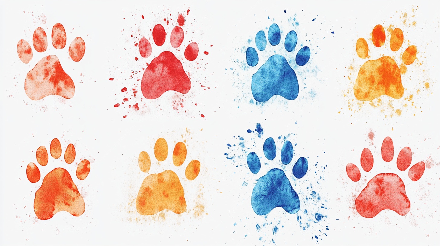 水彩动物爪印图案集合