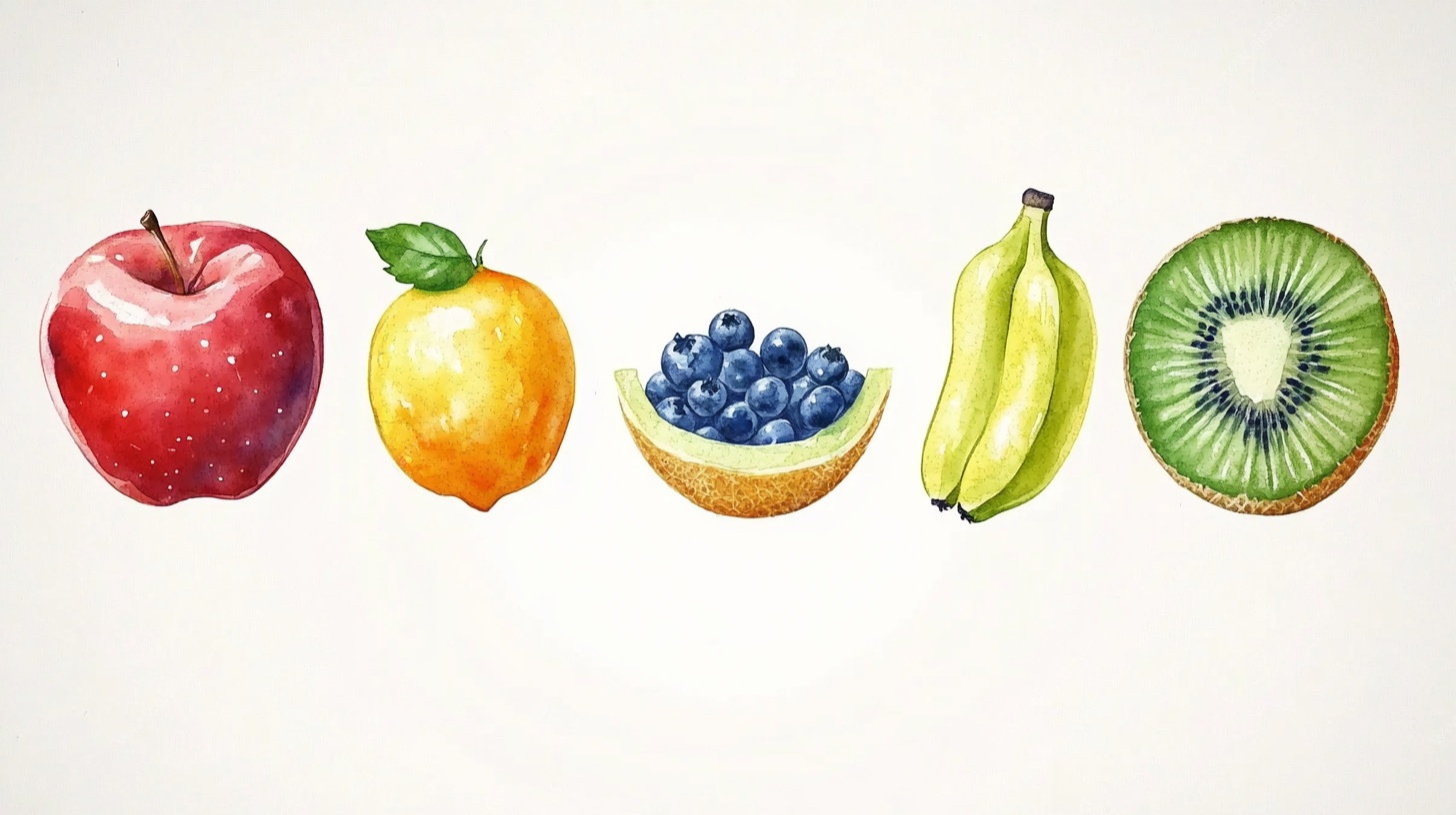 水彩绘缤纷水果排列图