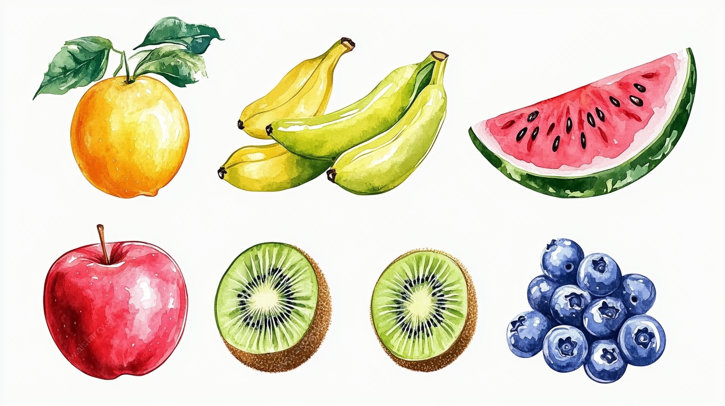 水彩缤纷水果插画