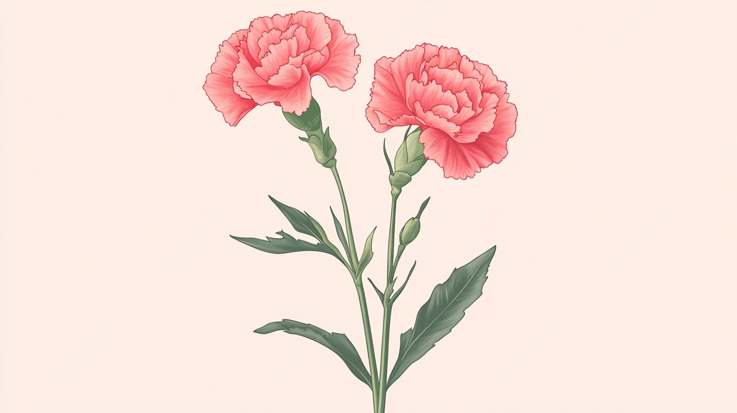 两朵粉色康乃馨插画