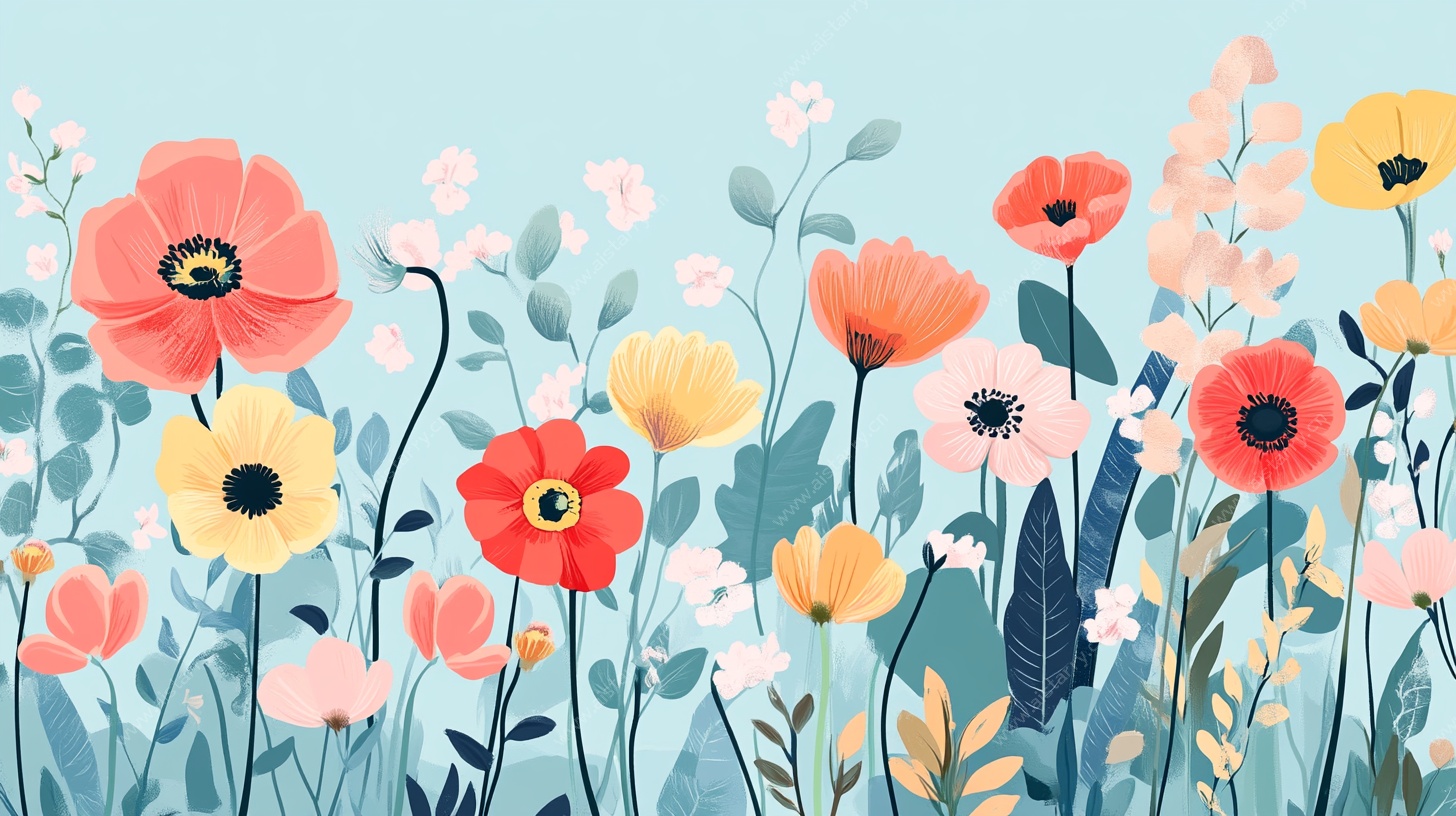 缤纷花卉图案背景图