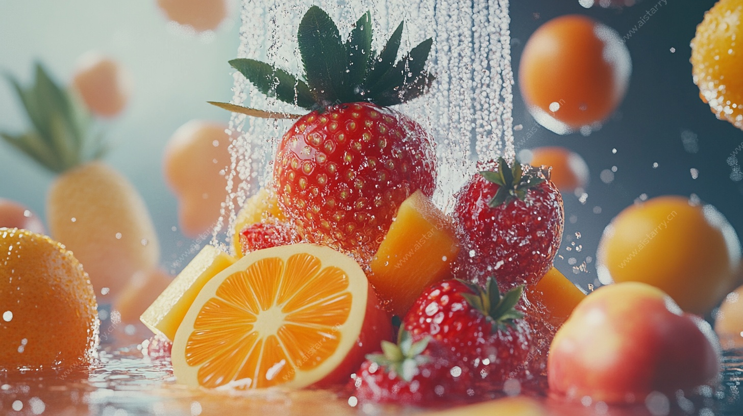 缤纷水果水滴创意画面