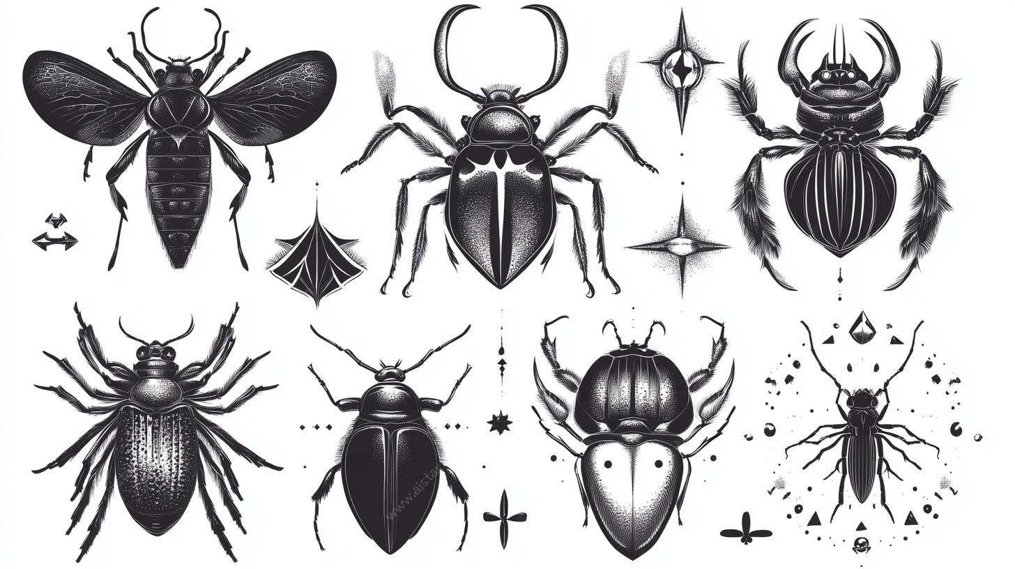 复古风甲虫插画图案集
