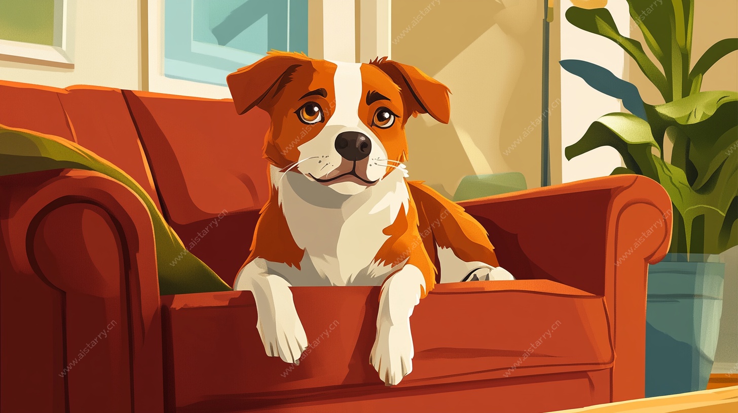 沙发上的可爱狗狗