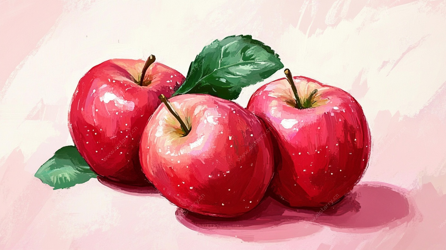 三颗红苹果插画