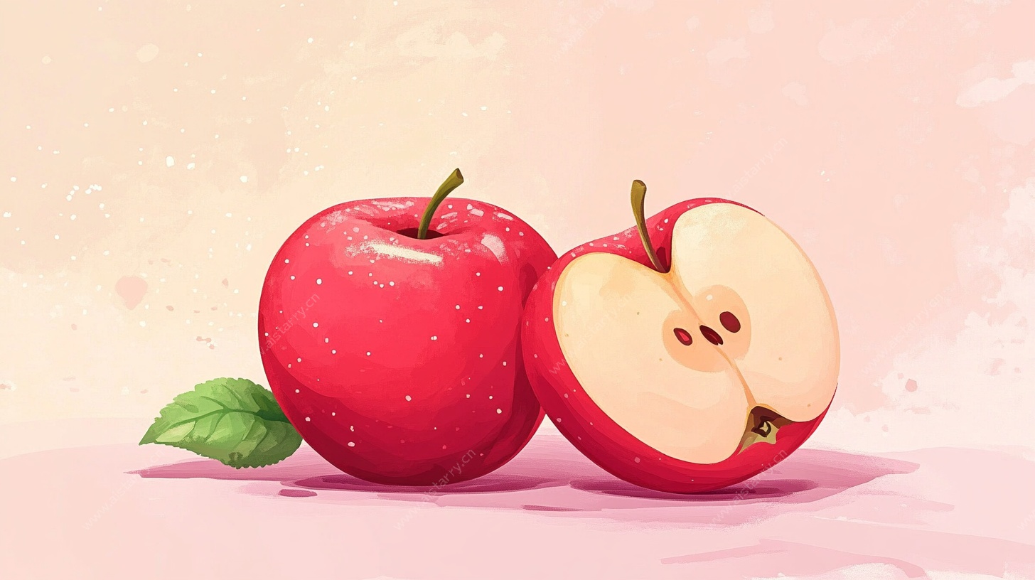两个红苹果插画