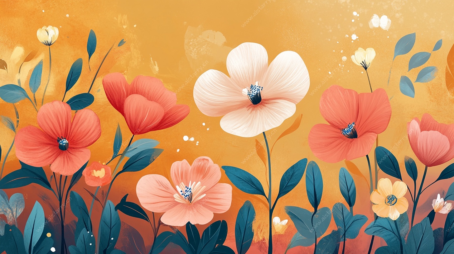 缤纷花卉插画