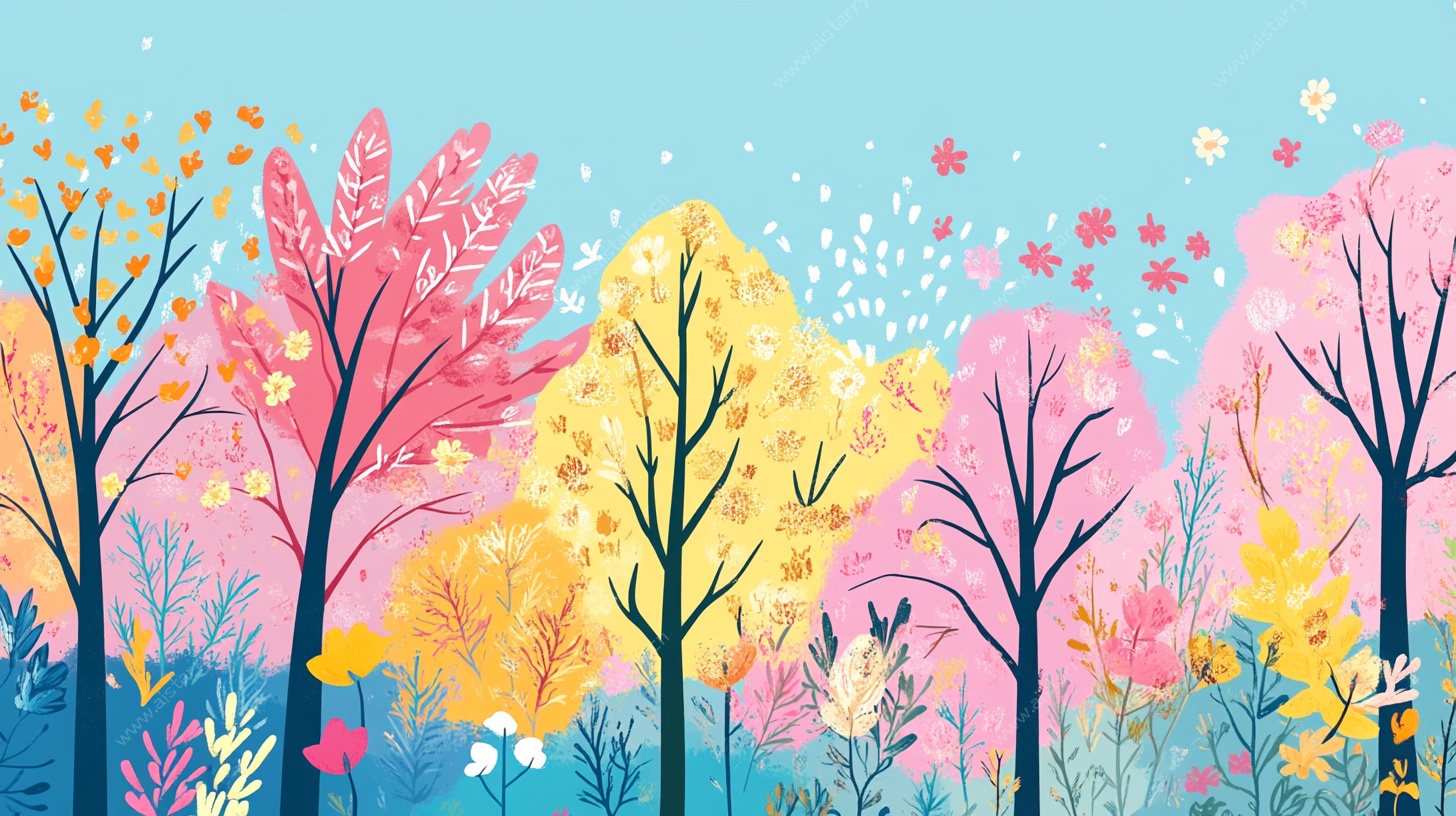 秋日梦幻森林插画