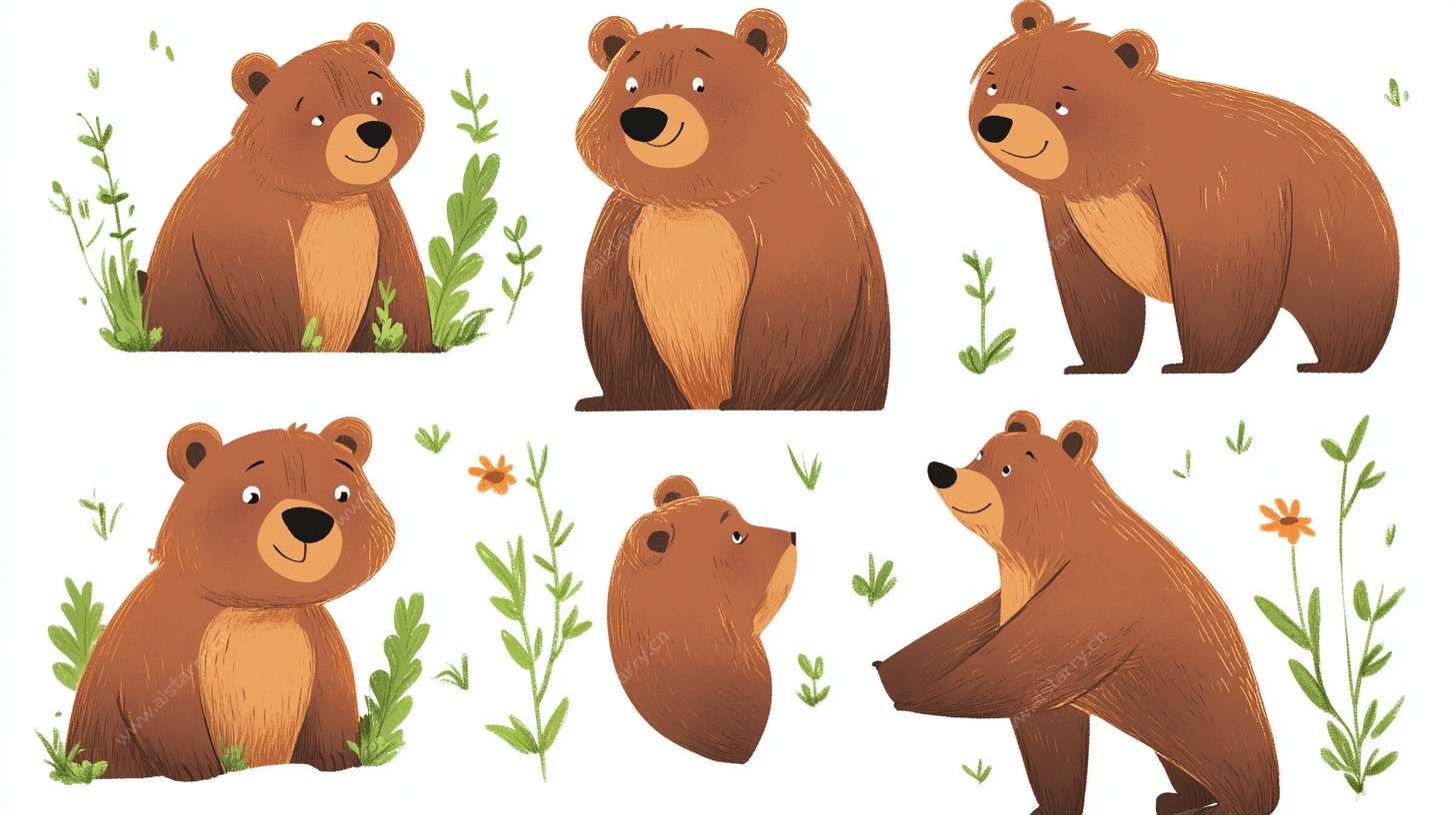 可爱棕熊插画集合