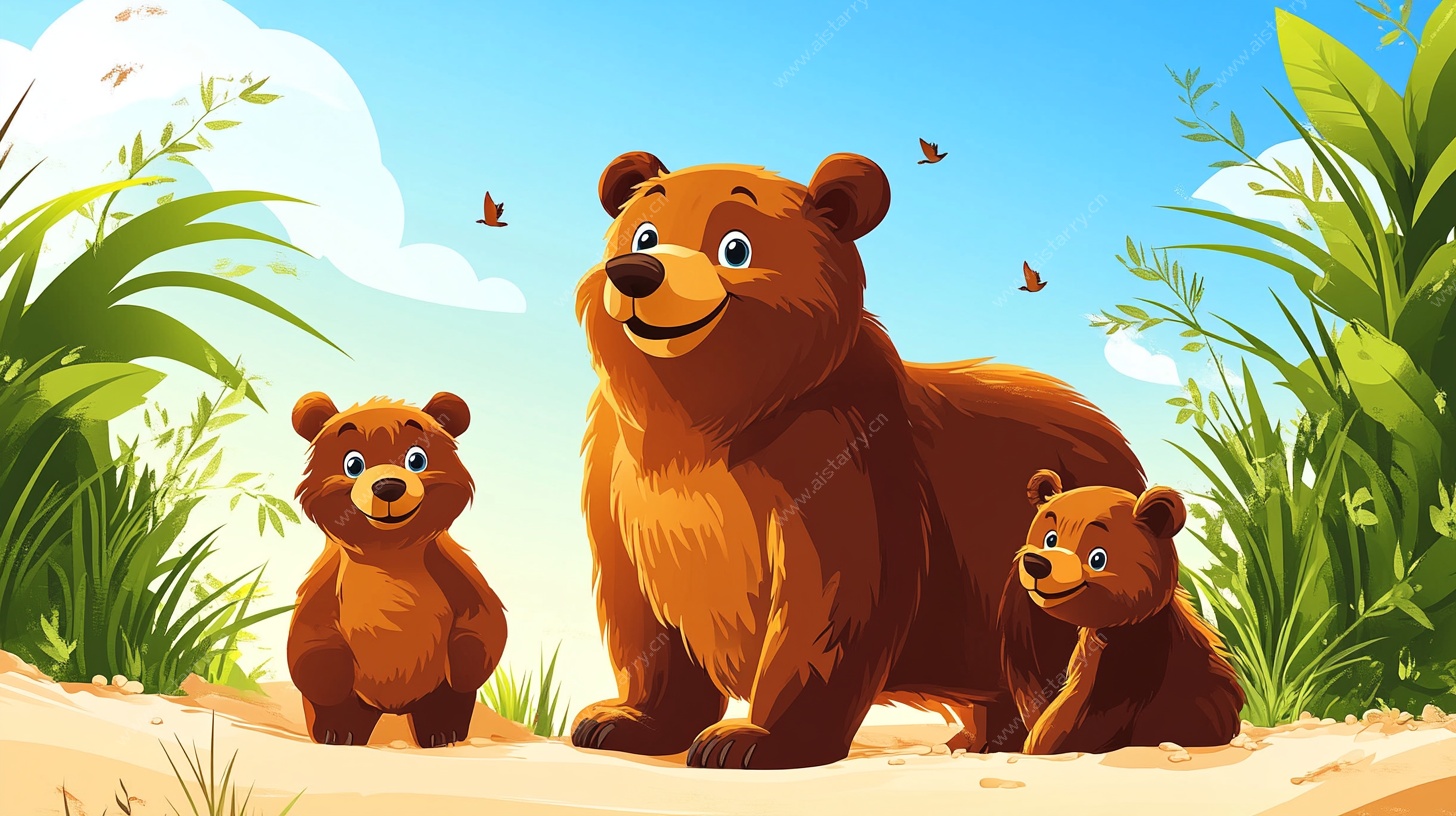 熊家庭的温馨野外时光