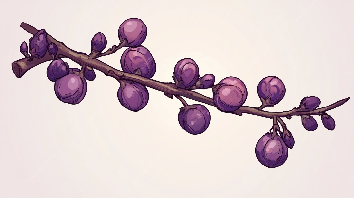 紫色浆果枝插画