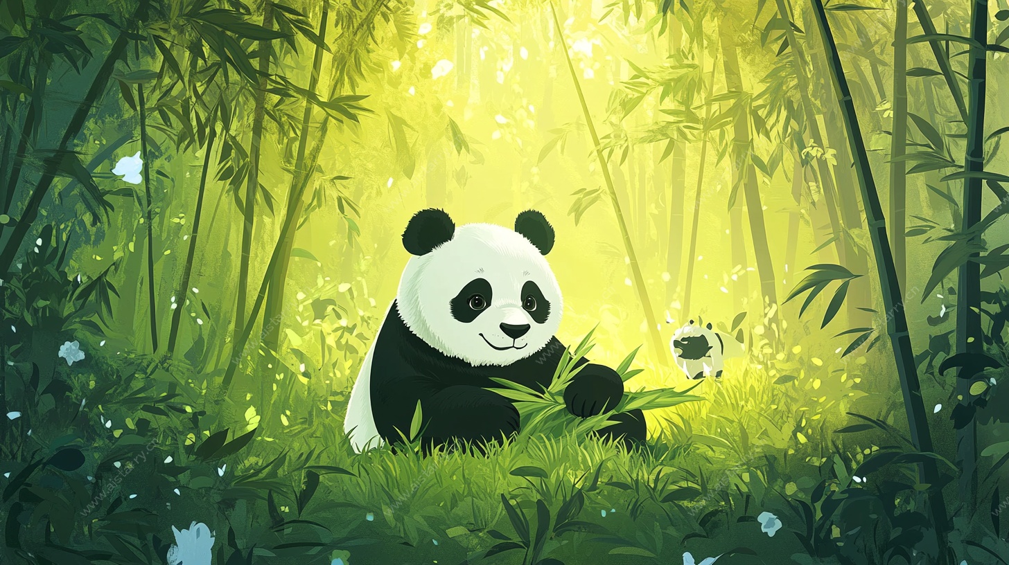 竹林中的萌趣熊猫