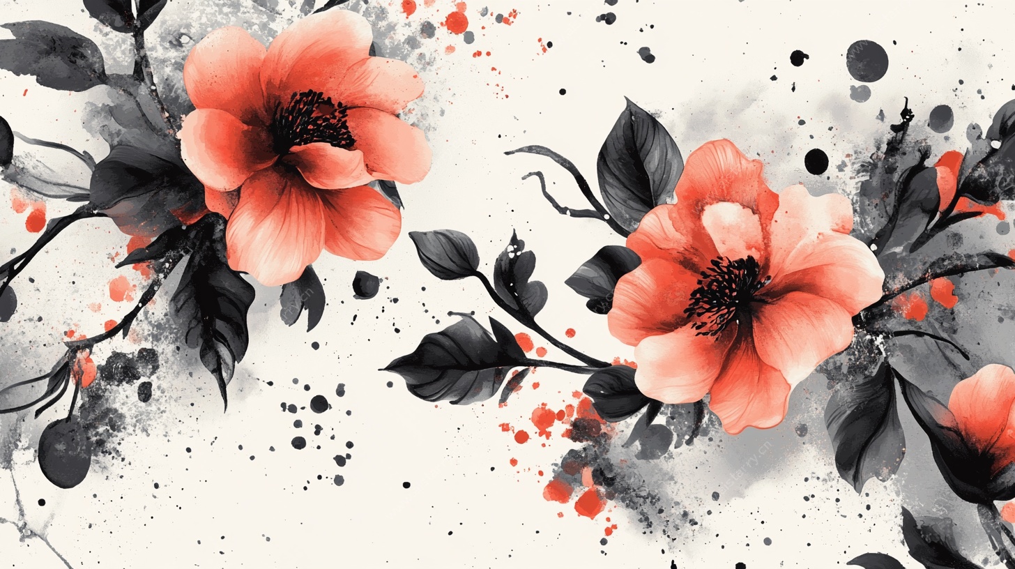 水墨花卉图案设计