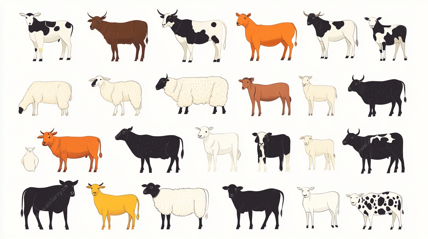 多样家畜插画集合