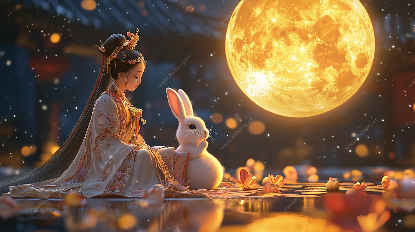 嫦娥玉兔伴圆月