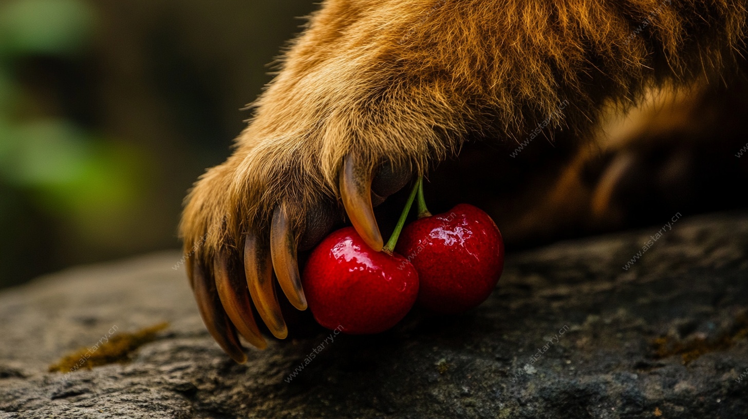 虎爪握樱桃特写