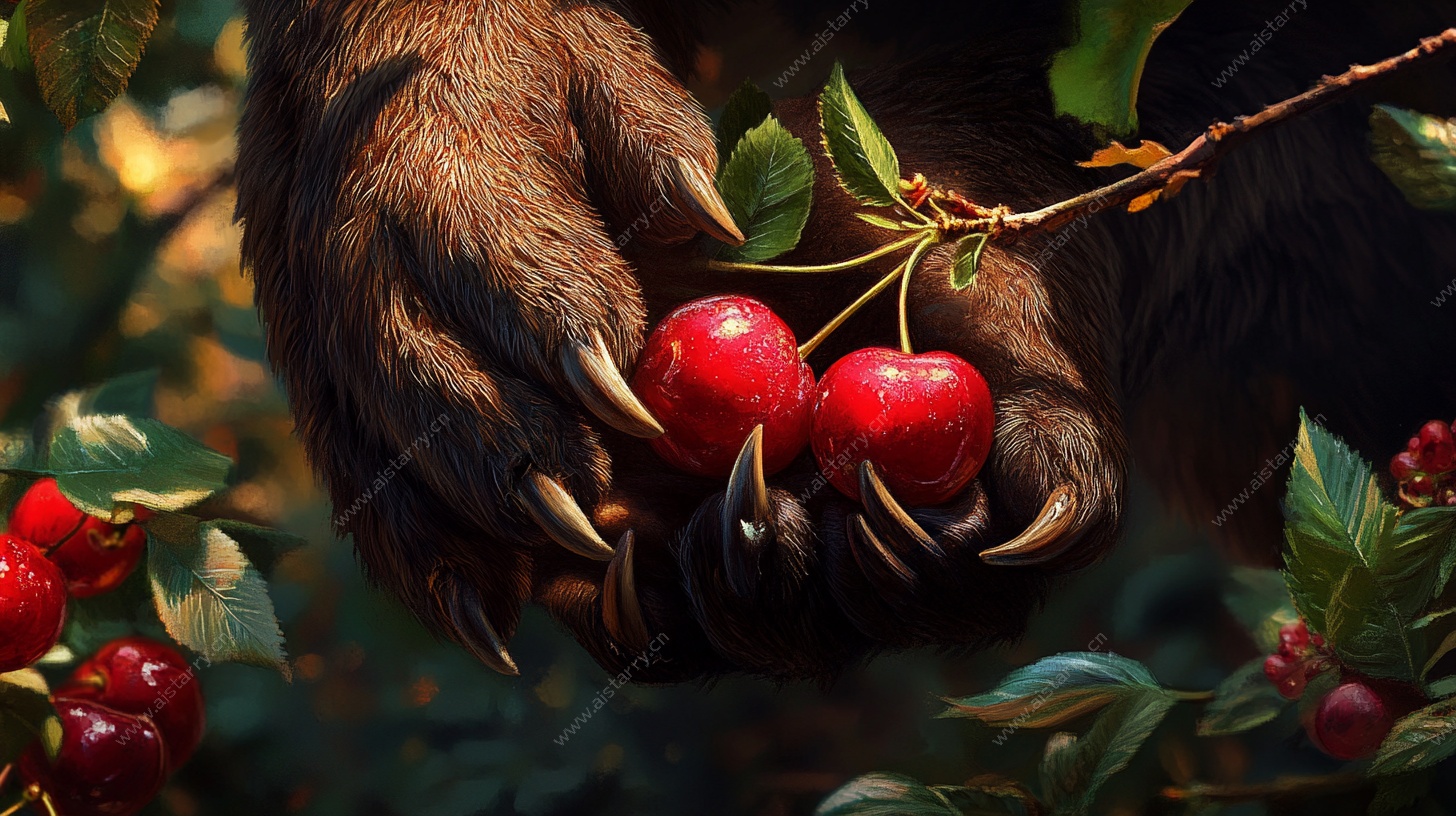 熊掌持红果的奇幻瞬间