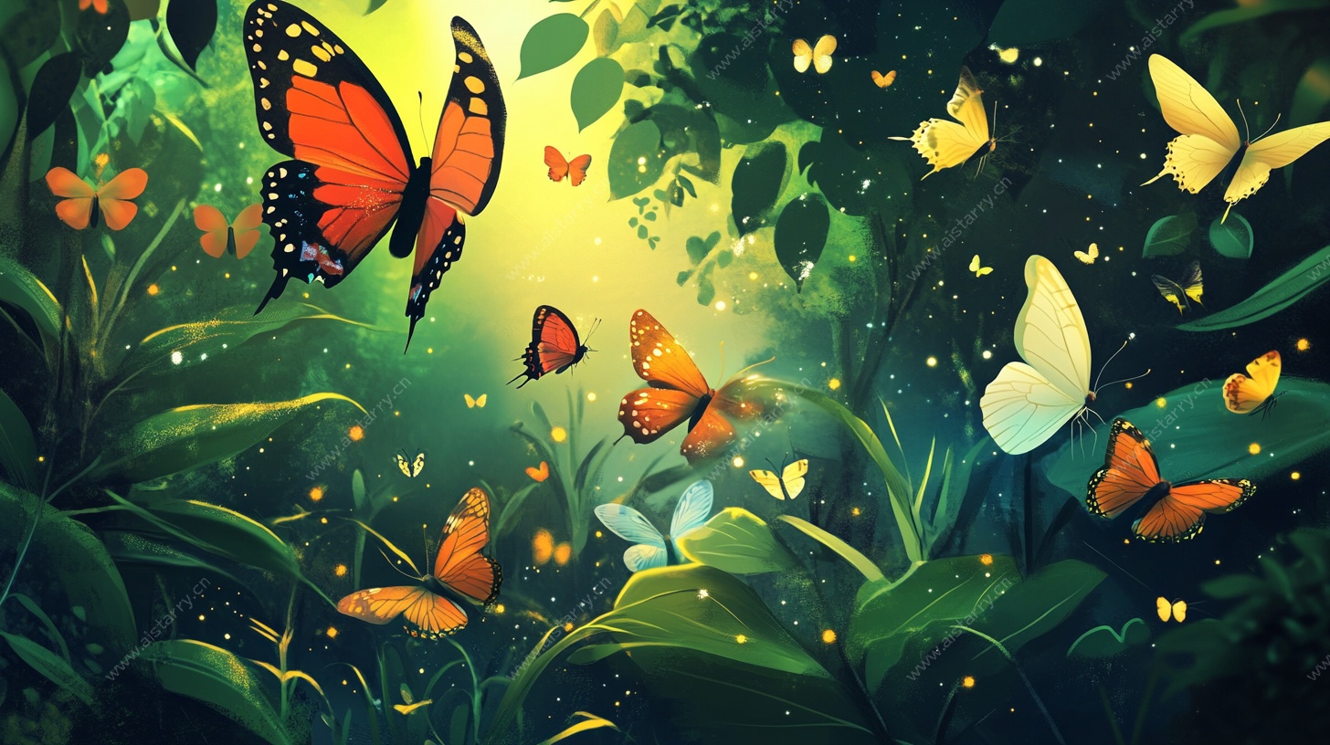 梦幻蝶舞森林间