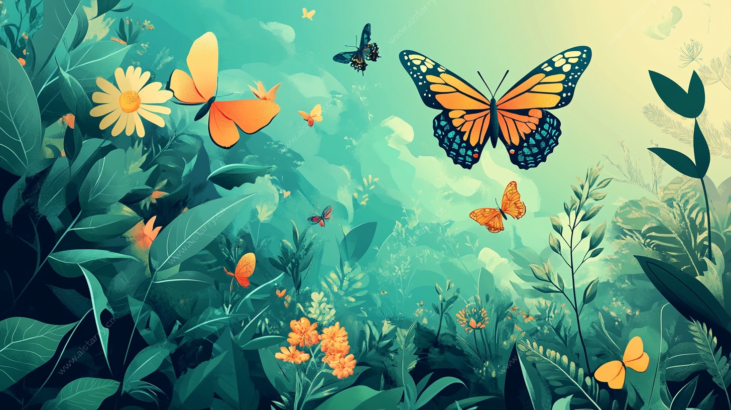 蝶舞花丛间的梦幻景致