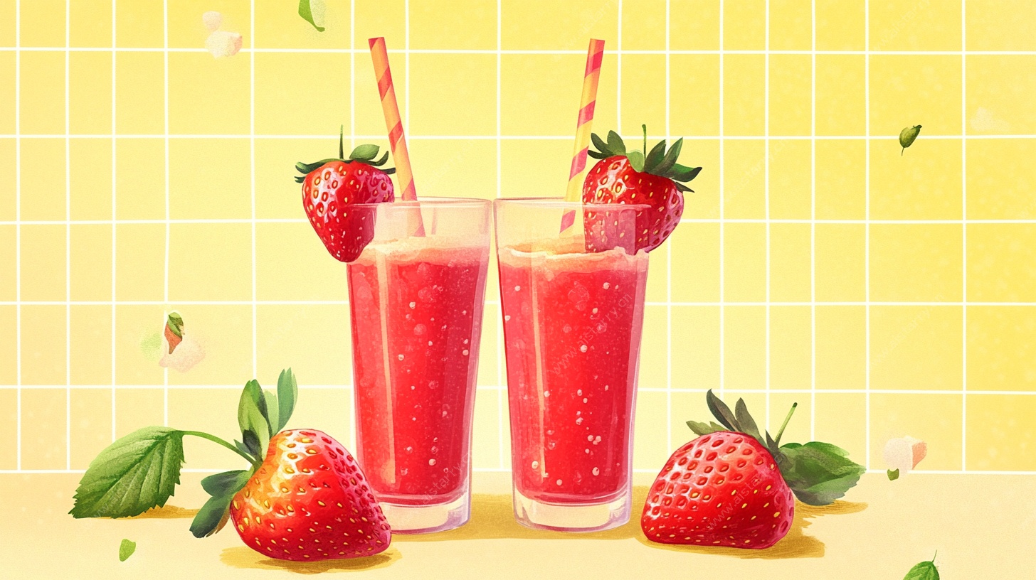 草莓果汁插画