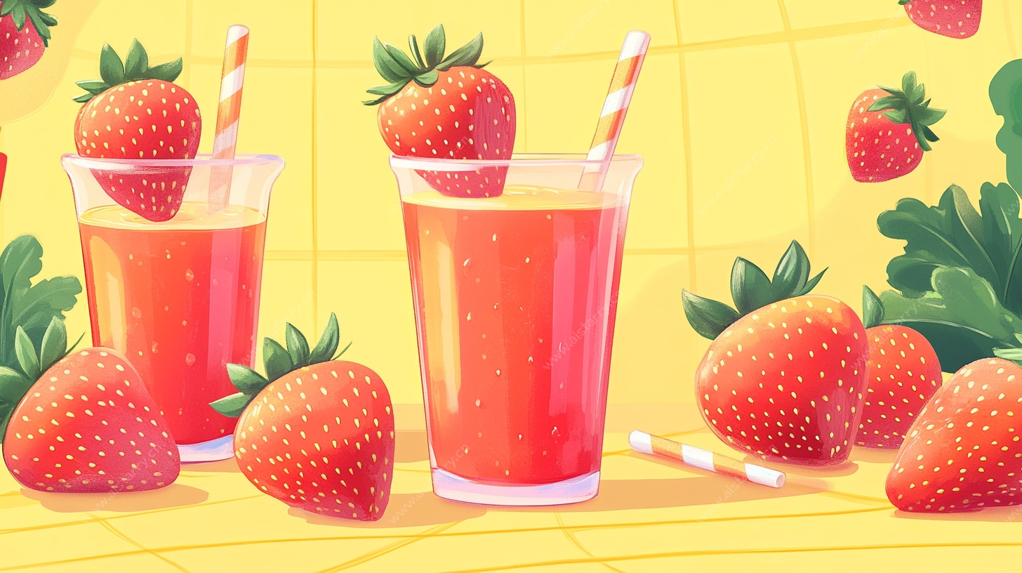 草莓果汁插画