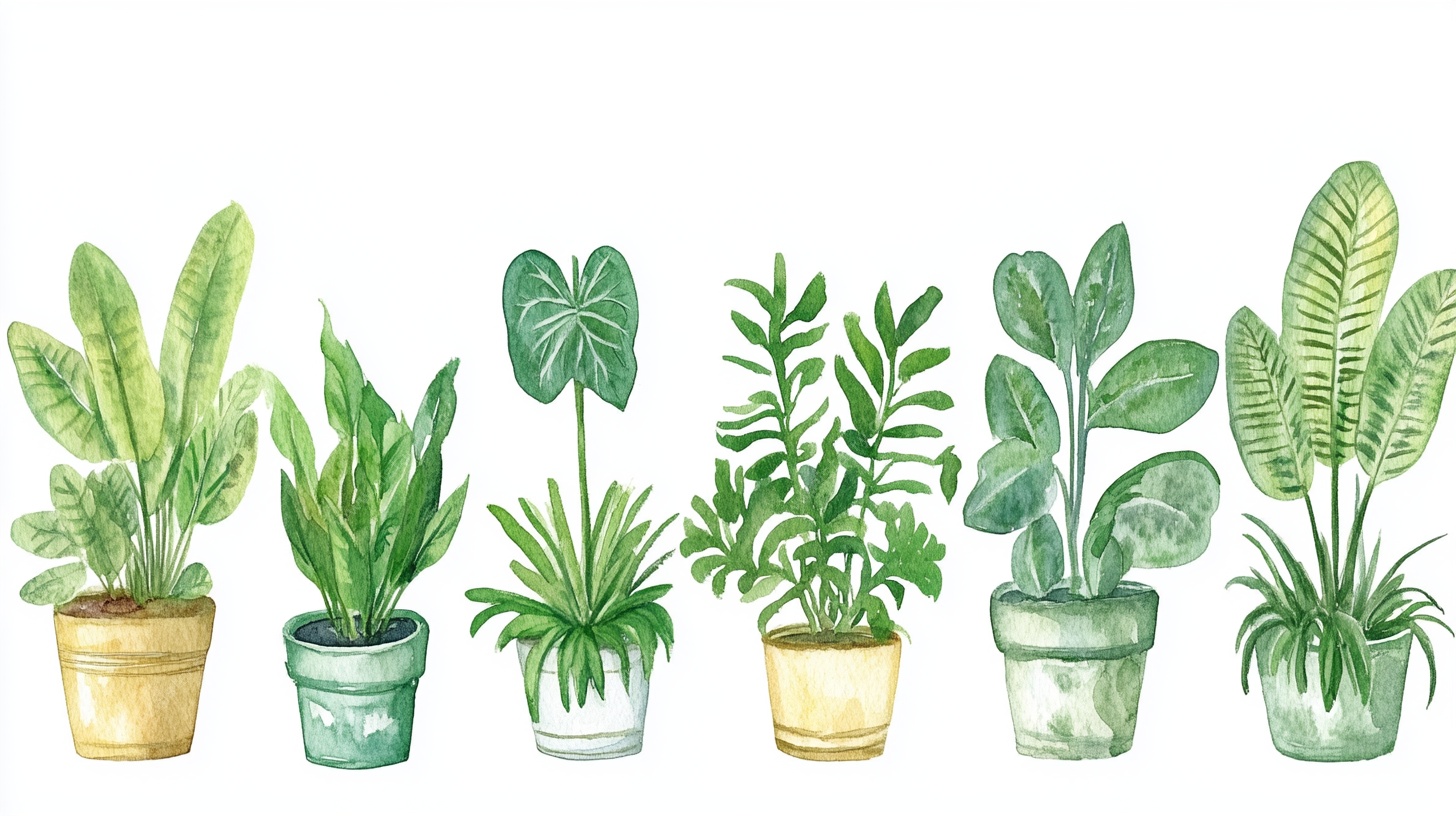 手绘清新风室内盆栽组合