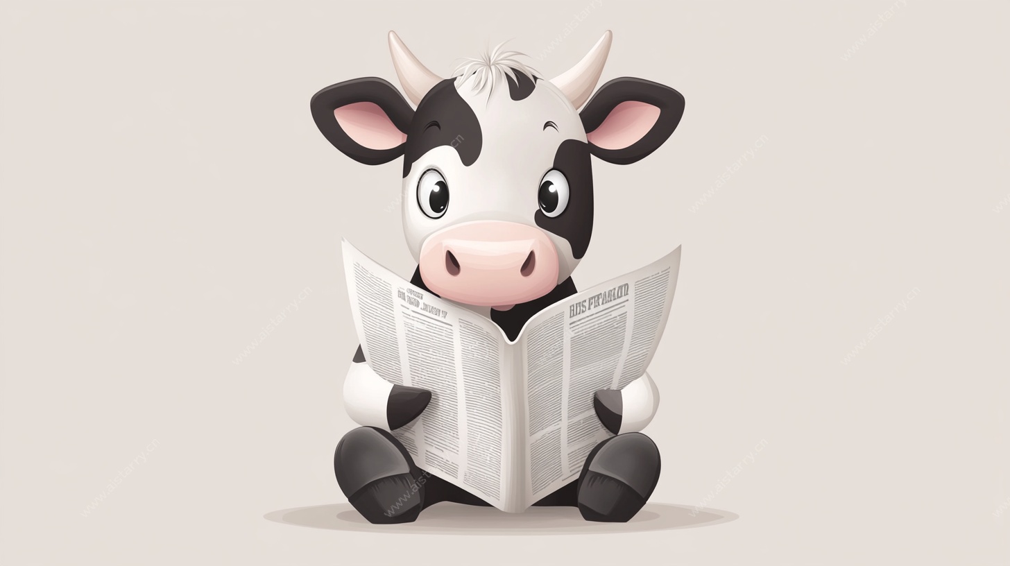 奶牛读报卡通形象