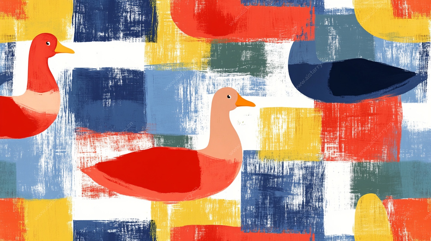 多彩几何风飞鸟图案设计