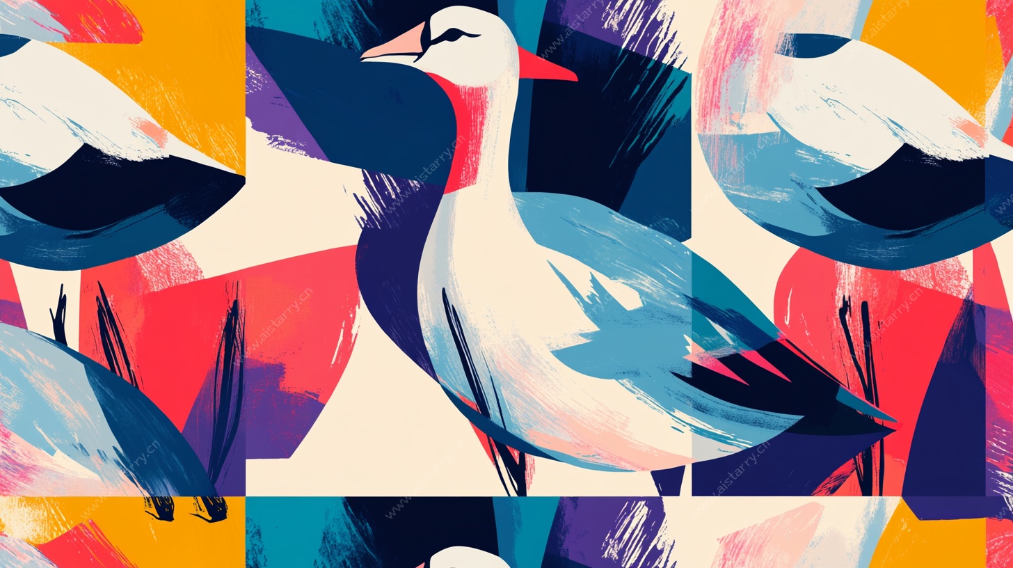 彩色几何风鸭子图案设计