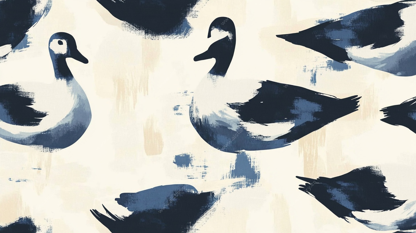 水墨风野鸭图案背景图