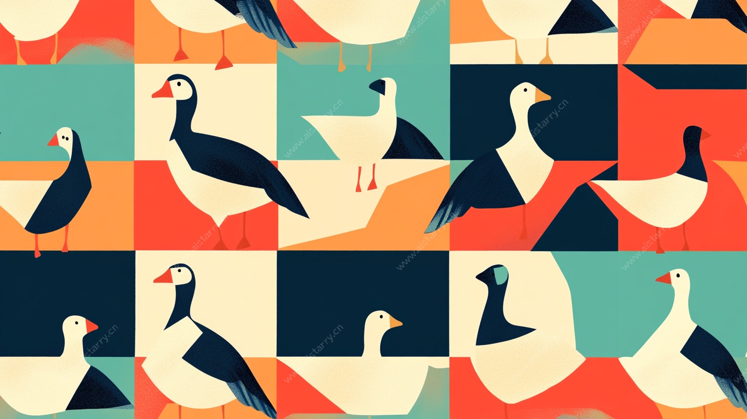 几何风格飞鸟图案设计