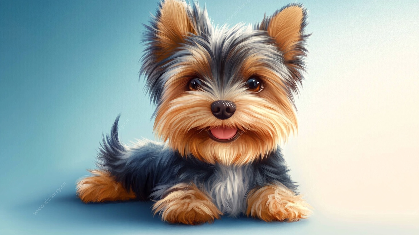 可爱约克夏萌趣躺姿