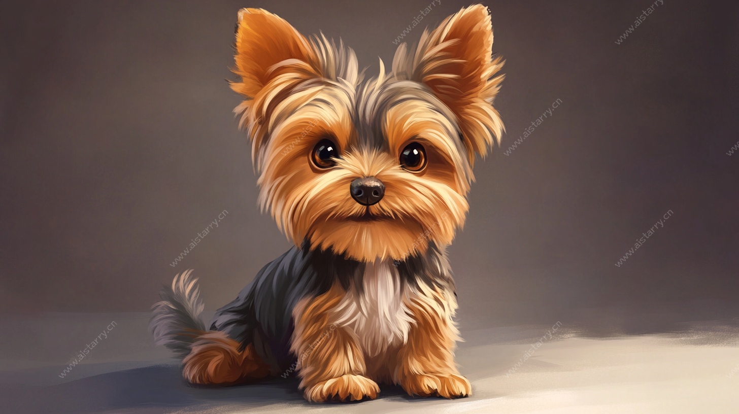 可爱约克夏萌宠插画