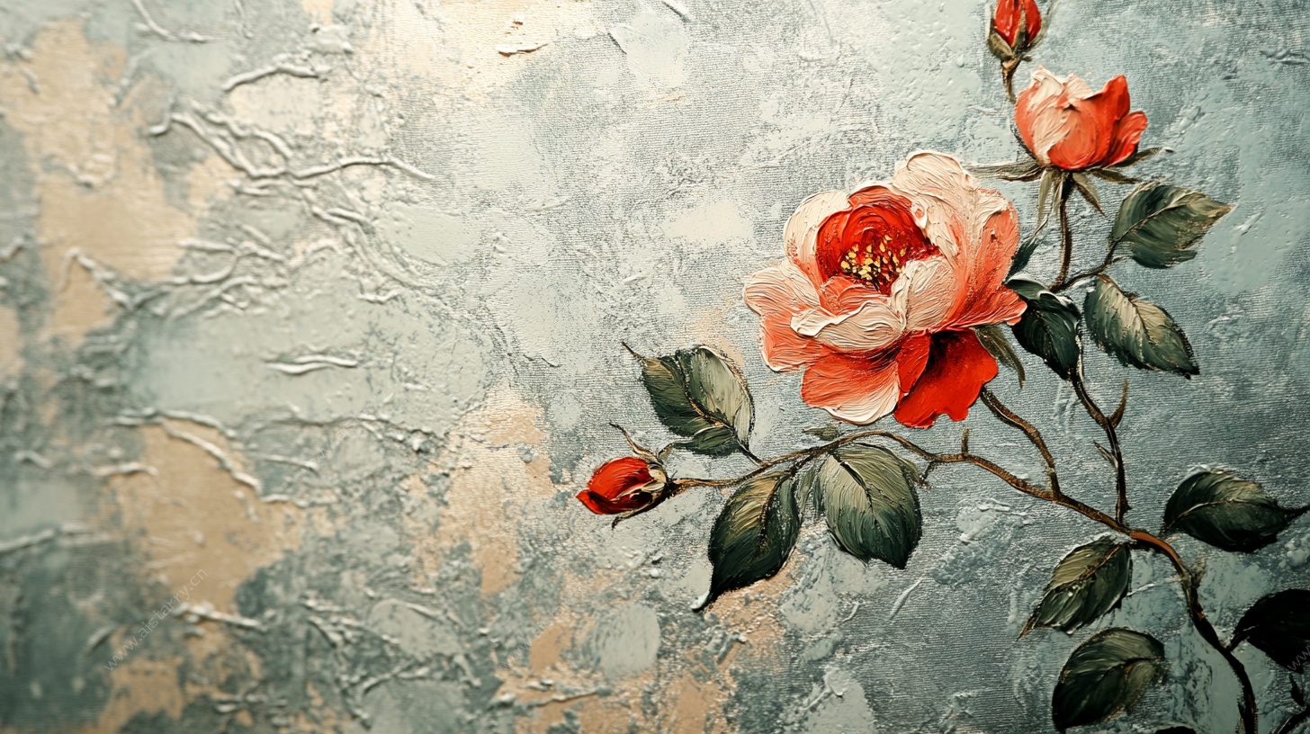 复古风花卉油画作品