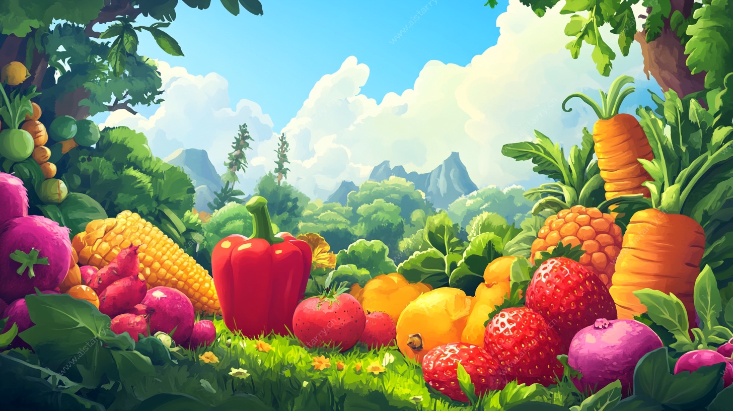 缤纷果蔬的梦幻田园风光