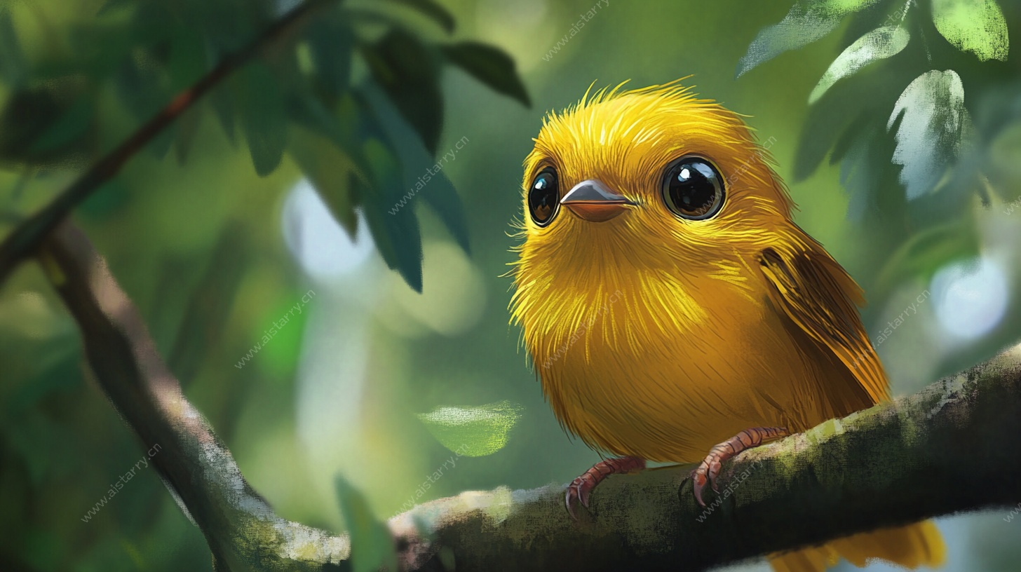 枝头小黄鸟的萌趣瞬间