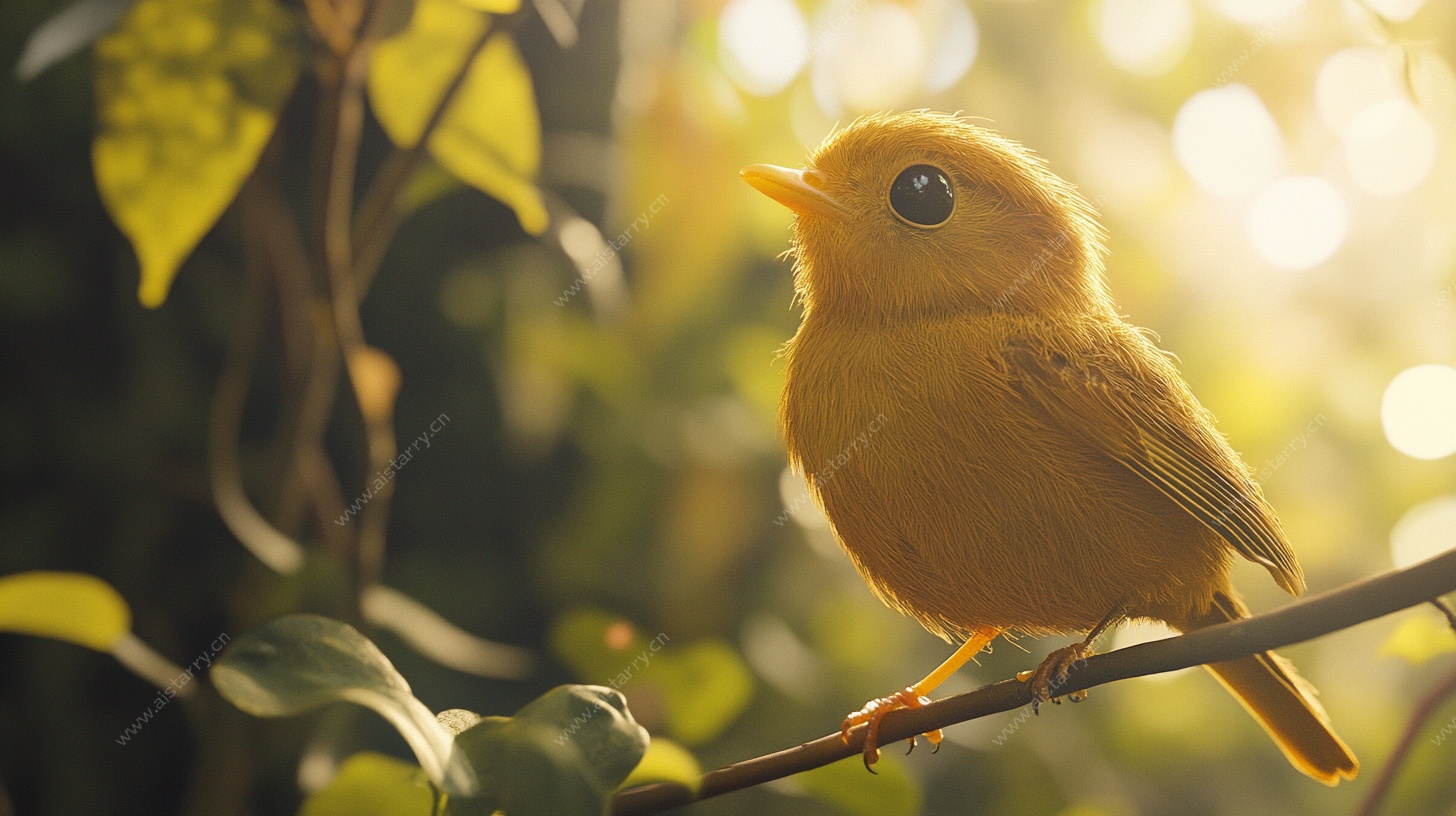 枝头小黄鸟 阳光中的精灵