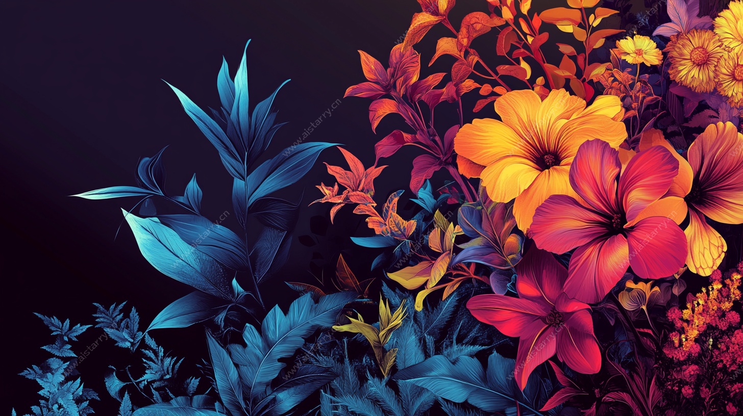 绚丽多彩花卉插画
