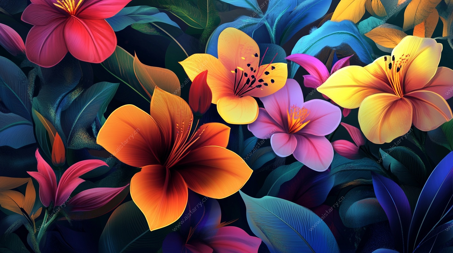 绚丽多彩花卉插画