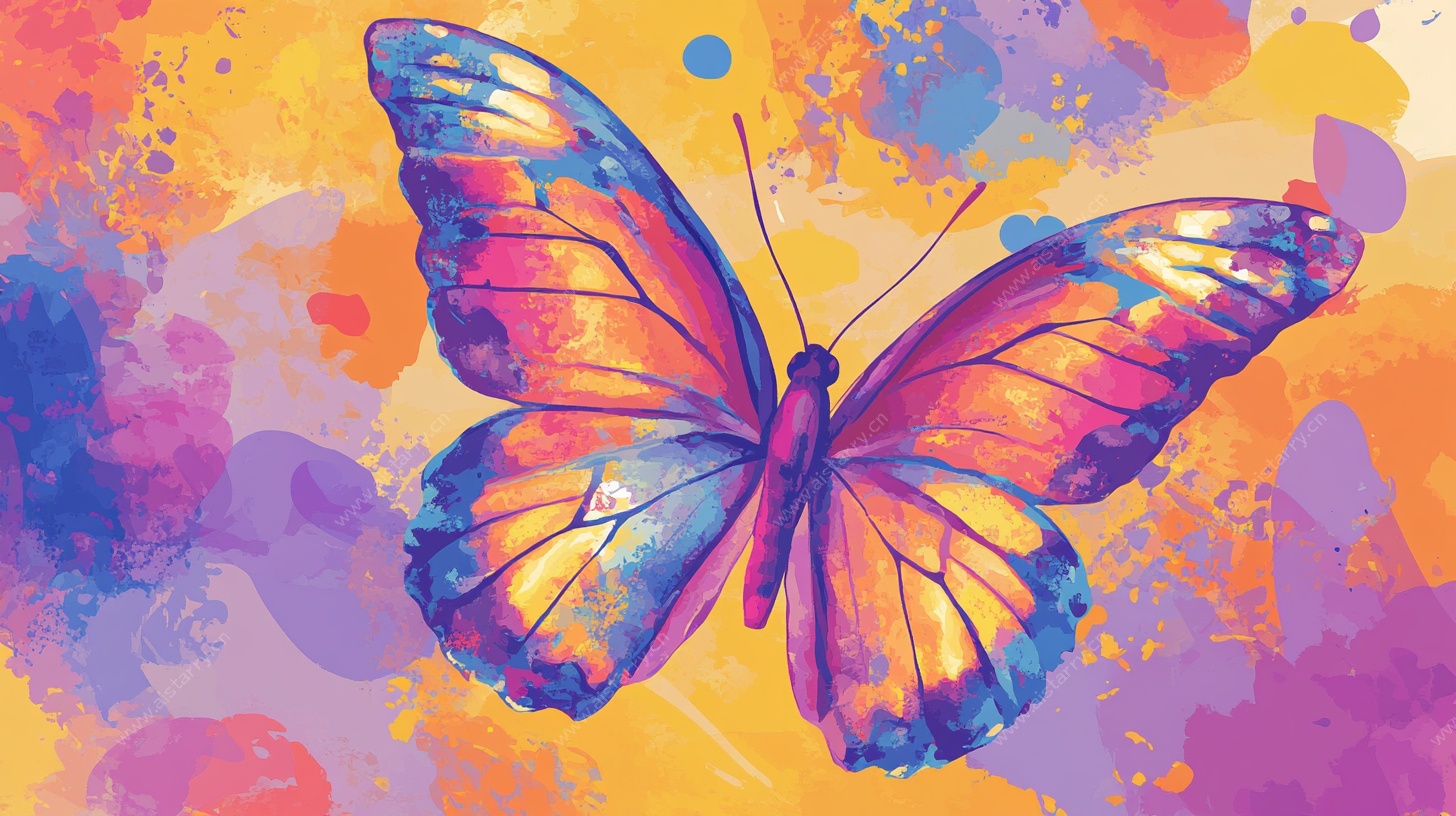 水彩风梦幻蝴蝶插画