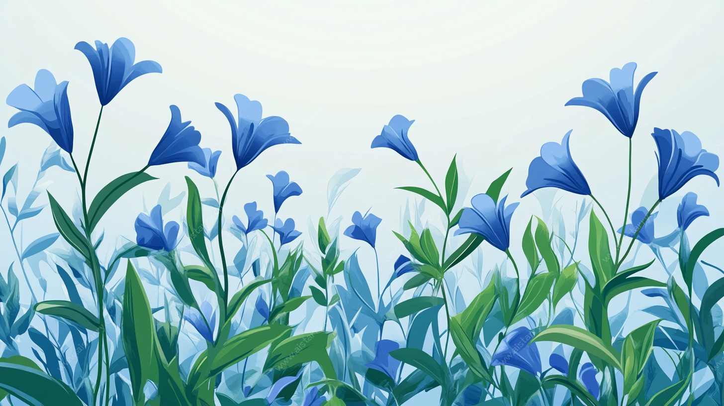 蓝色铃兰花海插画