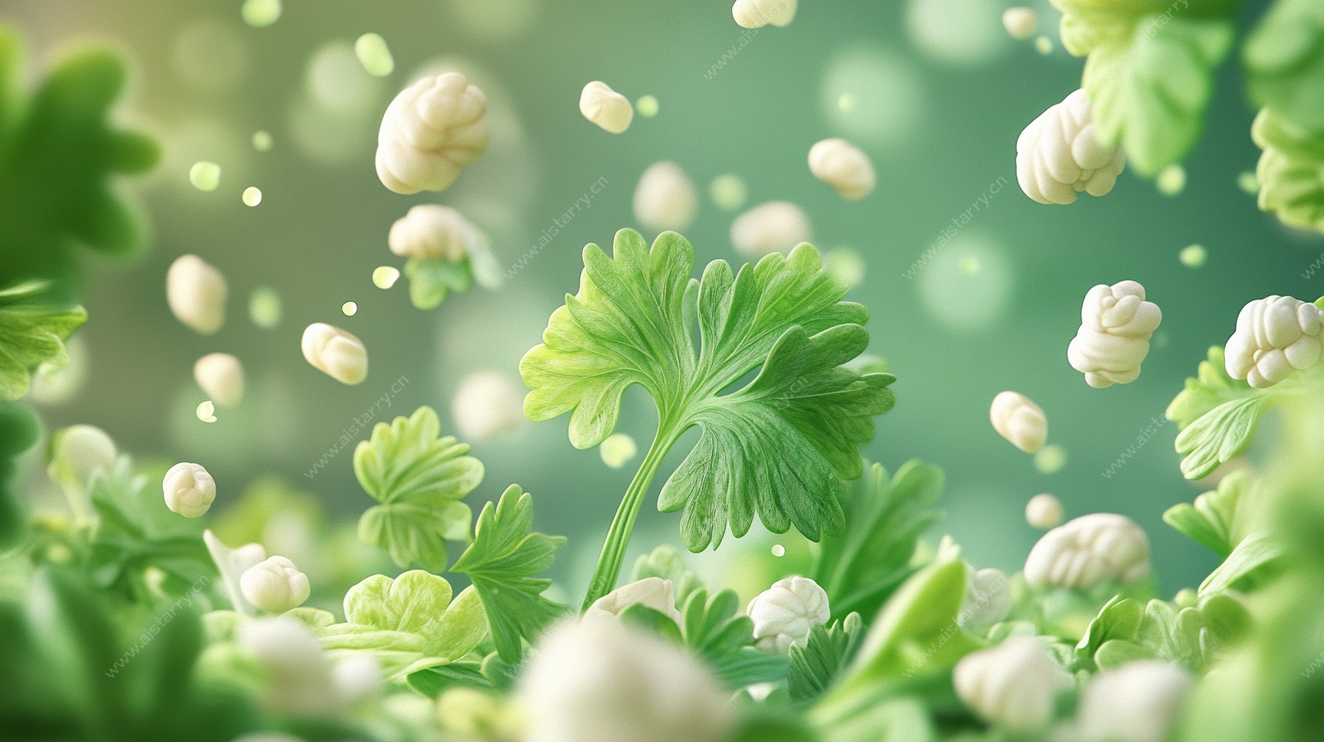 飞舞的清新欧芹叶片