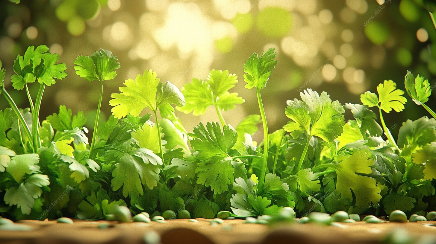 阳光下的翠绿香菜