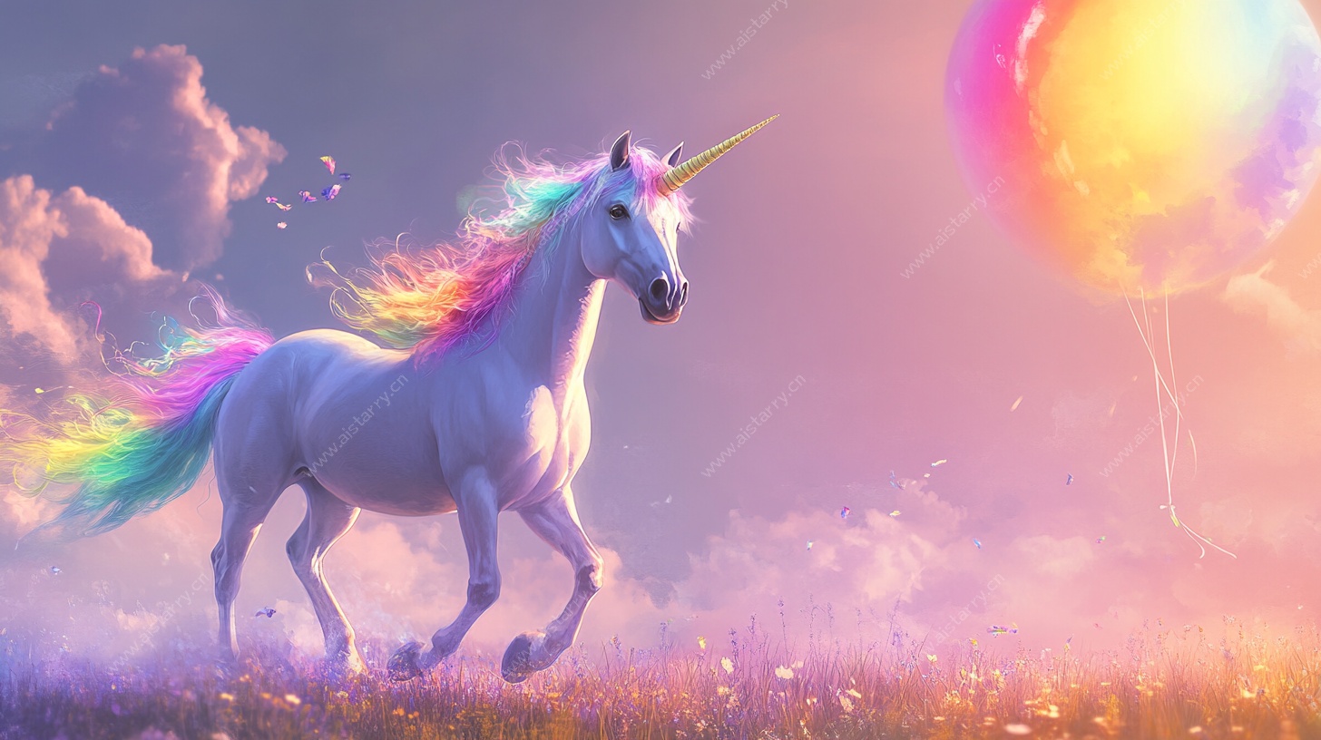梦幻独角兽在旷野奔跑