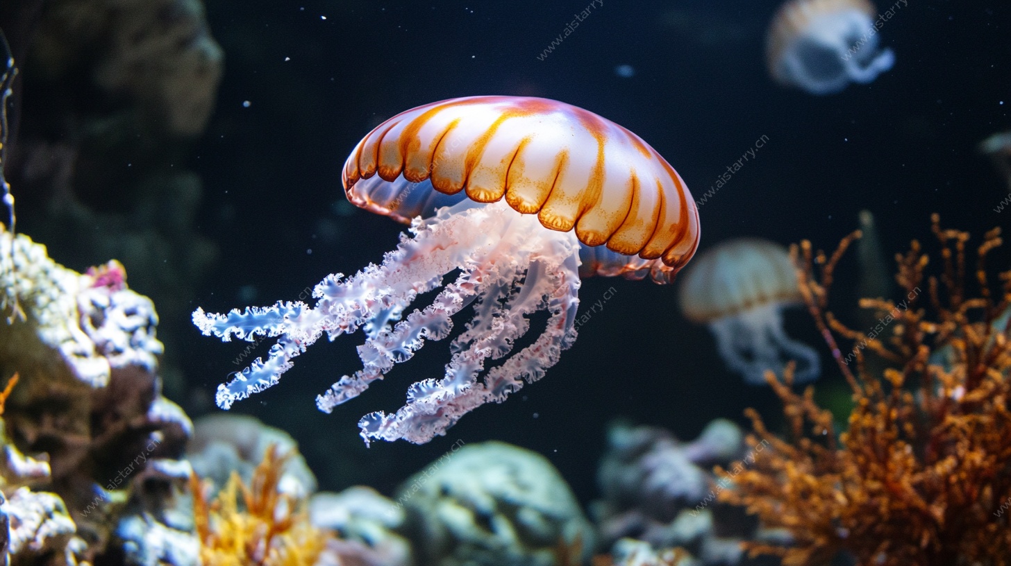 梦幻水母在海底优雅游动