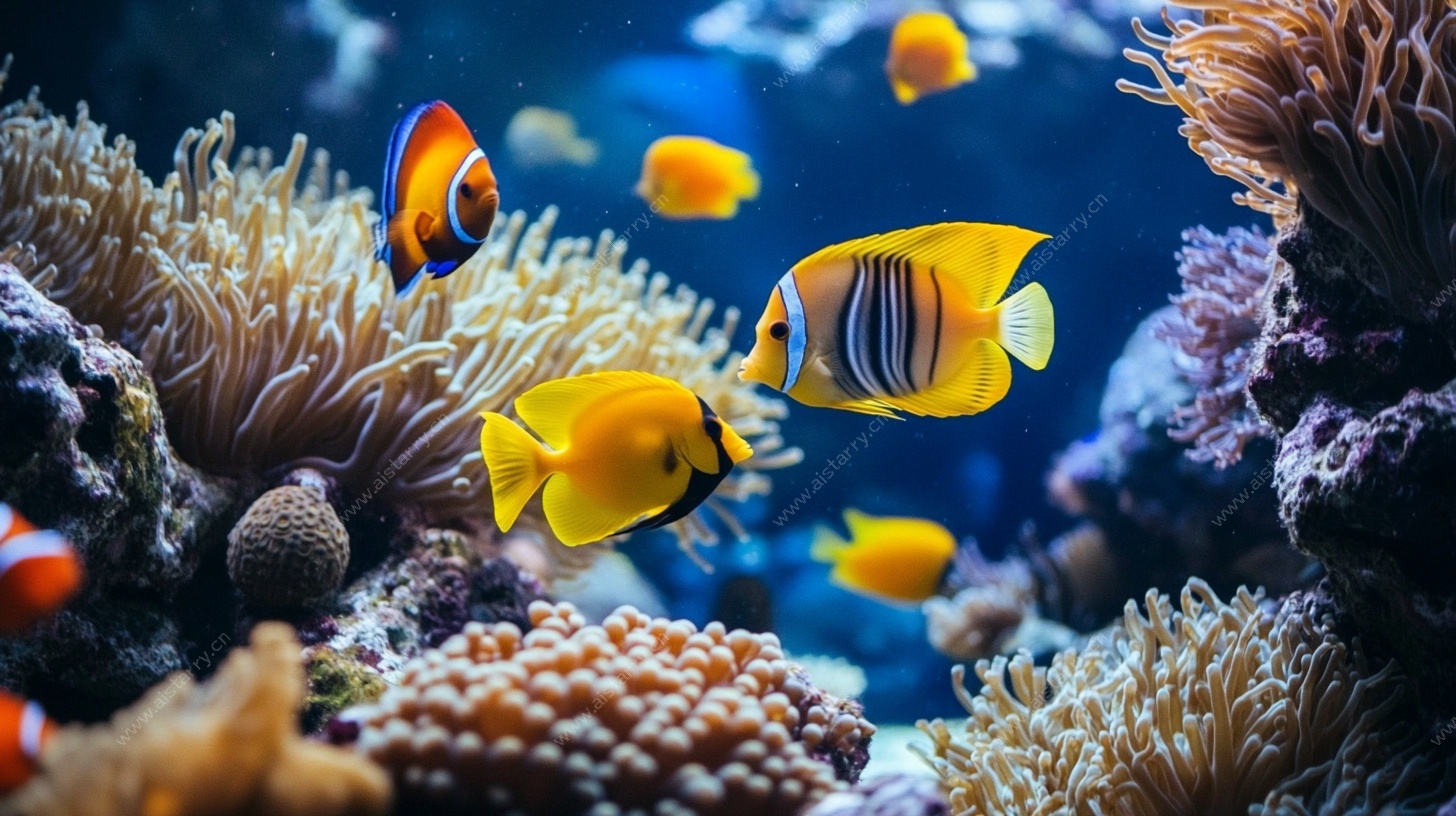 海底热带鱼与珊瑚景观