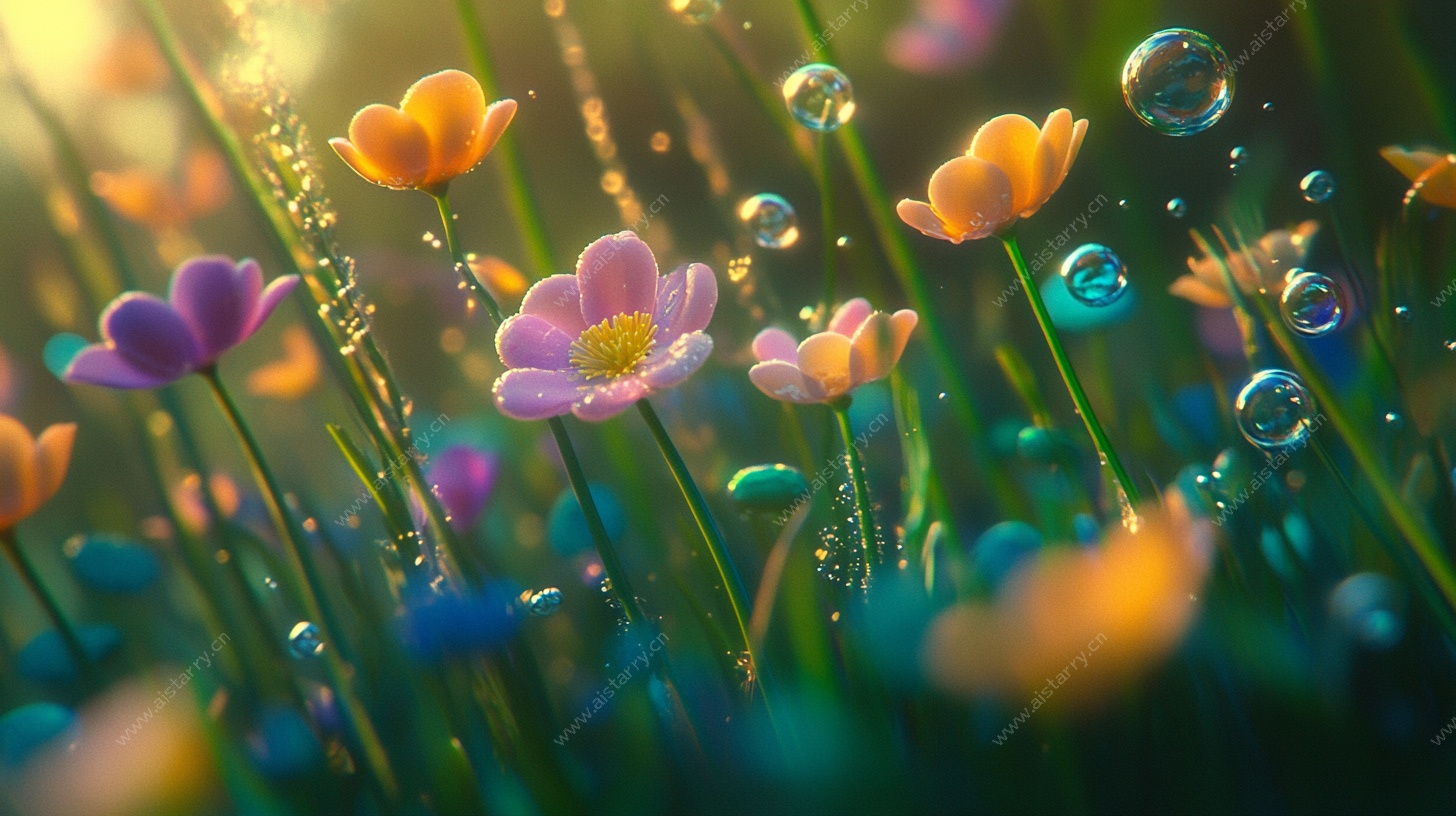 梦幻花丛中的泡泡世界