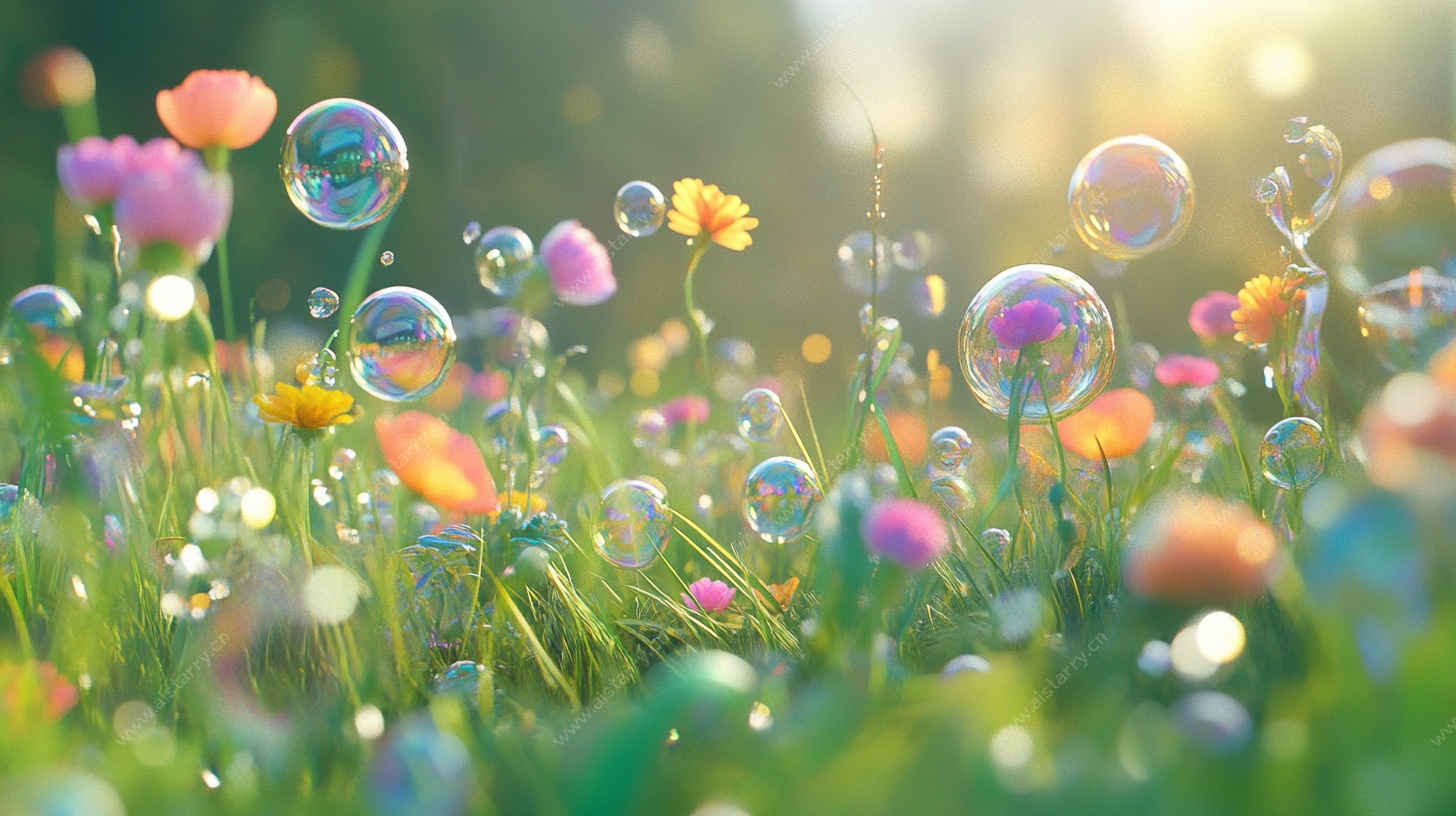 阳光下的泡泡花田