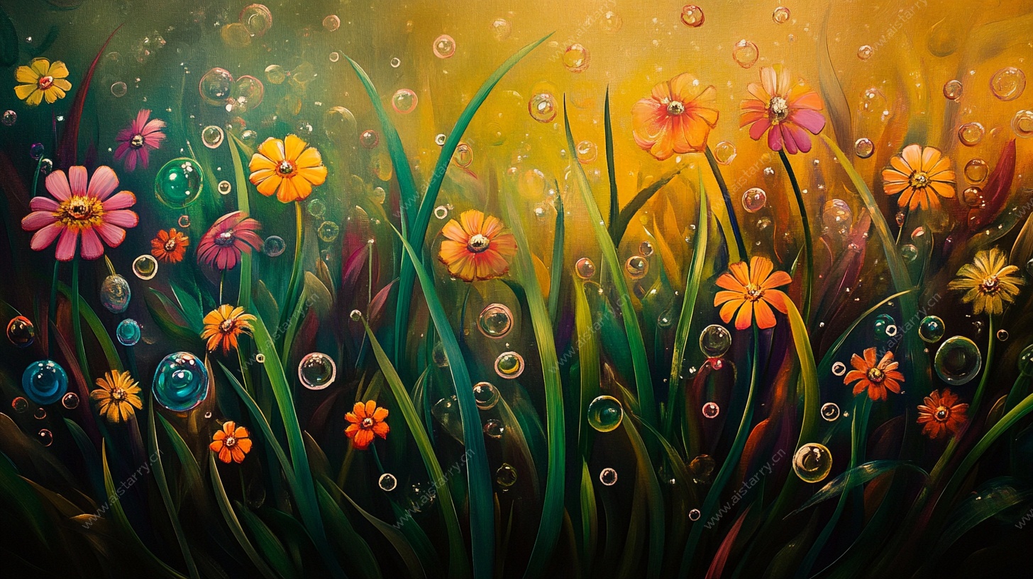 梦幻花丛中的泡泡世界